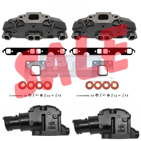 Mercruiser 1983-2005 5.0L/5.7L/6.2L Coated Cast Iron Dry Joint Exhaust Manifold & Short Riser Kit Mercruiser 1983-2005 5.0L/5.7L/6.2L Coated Cast Iron Dry Joint Exhaust Manifold & Short Riser Kit