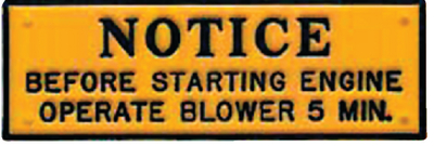 NOTICE - OPERATE BLOWER 5 MIN (#22-P201) - Click Here to See Product Details