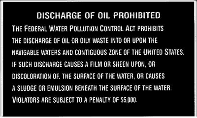 OIL DISCHARGE PLAQUE (#22-P204) - Click Here to See Product Details