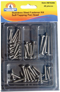 ASSORTED 48 PIECE STAINLESS STEEL PAN HEAD SELF-TAPPING SCREW KIT (#8-970200)