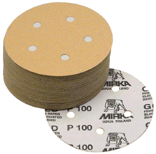 MIRKA ABRASIVES GOLD 5" 5H GRIP VAC DISC 320G (23-614-320) MIRKA ABRASIVES GOLD 5" 5H GRIP VAC DISC 320G (23-614-320)