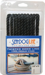 SEA-DOG LINE 301110015BK-1 - TWISTED NYLON DL 3/8"X15' BLK
